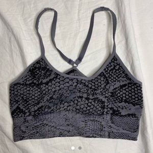 Snakeskin grey and black sports bra